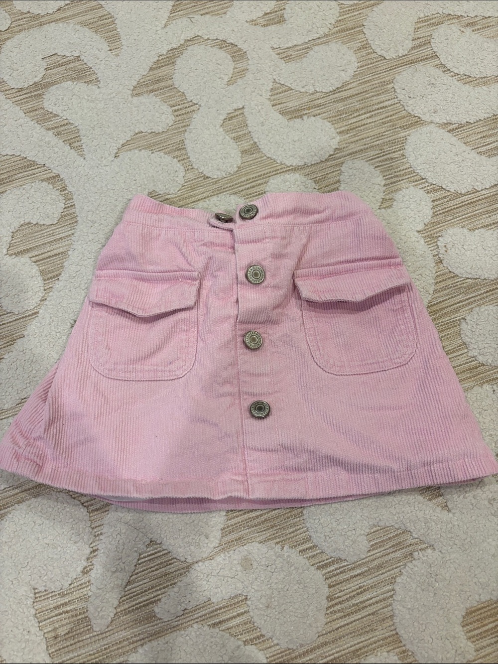 Girls' Pink Corduroy Button-Front Skirt